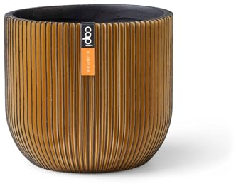 Capi Europe - Blumentopf Kugel Groove Black & Gold - 17x15 - Gold - Öffnung Ø15 - Blumentopf für drinnen - BGVGB133