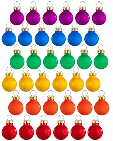 Sass & Belle Lot de 36 mini boules de Noël arc-en-ciel en verre