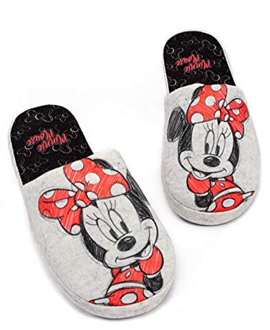Disney Minnie Maus Hausschuhe Womens Damen Slip-on Grey House Schuhe 38-39 EU