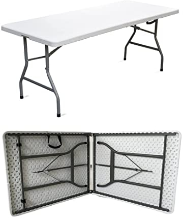 eacommerce Tavolo Pieghevole Richiudibile per Feste Sagre Fiere Giardino Campeggio Camping (180x75x72 cm, Bianco)