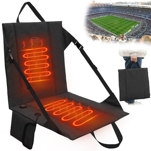 Cojín térmico para asiento de estadio, inalámbrico, recargable, batería USB de 149 F, almohadilla térmica portátil para acampar al aire libre, pesca, 3 ajustes de calor (banco de energía no incluido)