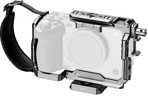 SIRUI FX3/FX30 Kamera Käfig Cage Kamerakäfig, Kameragehäuse mit HDMI Kabelklemme, 1/4-20 Gewindebohrungen, ARRI 3/8-16 Aufnahmebohrungen, NATO Schiene,mit Sony FX3/FX30 Original XLR Handgriff,Grau