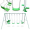 HyperMotion Columpio Infantil para Casa Jardín - Set de 6 Asientos para Niños, Estructura de Acero, Baby Swing con Cuerdas Ajustables, Saltador Bebe con Anclajes, Verde, 350x190cm