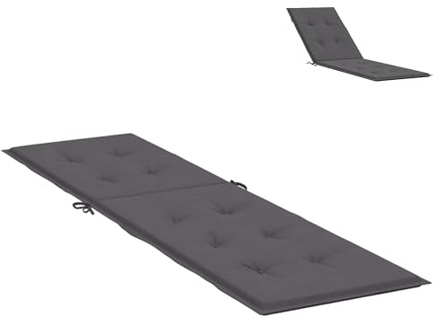 CLALER Liegenauflage 180x50x4 cm, Auflage Gartenliege, Polster Sonnenliege Strandliege Liegenauflagen, Eckbänder & Einstellband, Bezug der Kissen abnehmbar, Outdoor, Anthrazit