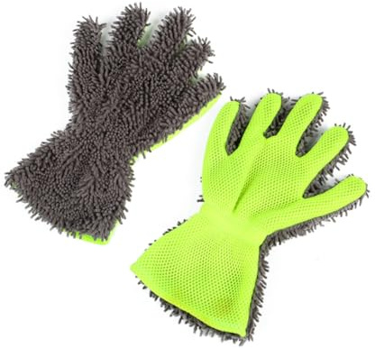 Adunsiaoto 2 Pezzi Guanti per La Pulizia Auto, Guanto Cinque Dita Auto, Guanti in Microfibra per Lavaggio Auto, Guanti Autolavaggio Doppia Faccia, Per Lavaggio Autos, Moto, Rimozione Della Polvere