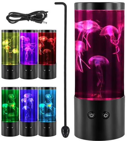 Jinlaili Quallen Lavalampe, Quallen Aquarium Lampe mit 17 RGB Farben, LED Jellyfish Lamp Realistisch, Fantasy Quallen Nachtlicht, Stimmungslicht für Heimdekoration, Geschenke für Kinder und Erwachsene