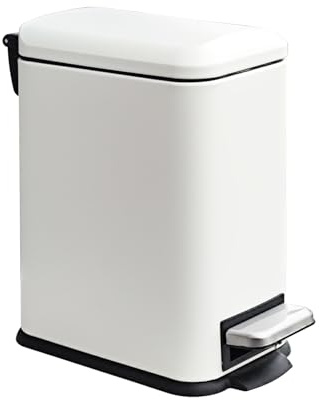 JM.YIPENG Mülleimer Bad, 5 Liter Kosmetikeimer, Klein Abfalleimer mit Softclose Deckel, Badezimmer Mülleimer für WC, Badezimmer, Schlafzimmer, Wohnzimmer, Weiß