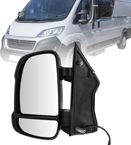 Motoforti Door Mirror Assembly for Citroen Jumper Relay 815424 Manual Fold | Left Side Electric Short Arm Wing Door Mirror Side View Mirror Assembly, Powered Glass, 8 Pins, ABS, Glass, 1 Pc