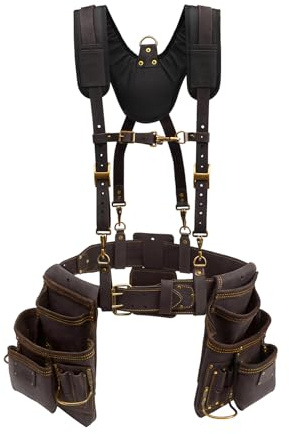 OX Framing Leather Tool Belt + Suspenders - Carpenter Tool Belt - Size XL
