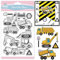 GLOBLELAND Engineering Vehicle Clear Stamps for Scrapbooking Excavator Bulldozer Silicone Stamps Crane Road Trolley Car Sentiment Transparent Stamp for Card Making DIY Embossing Journaling