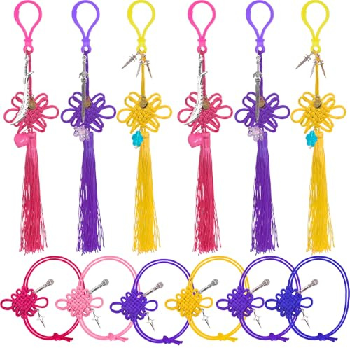 foci cozi 12PCS KPDH Merch Tassel Chinese Knot Keychain,Kpop Costume Party Favors Accessories Bracelet