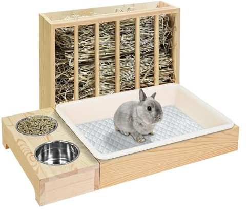 Dispensatore Di Cibo Per Conigli,Stazione Alimentazione Animali In Legno | Alimentatore Per Gabbia Di Criceti Per Cibo Portafieno,Per Animali Domestici Come Pollo Furetto Riccio Per Casa Viaggio