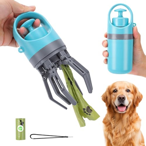 ZESTEFY Pooper Scooper, Portable No-Touch Dog Poop Scooper with Claw Design and Built-in Bag Dispenser, Leak-Proof Waste Picker for Small, Medium & Large Dogs, Outdoor Walking & Travel