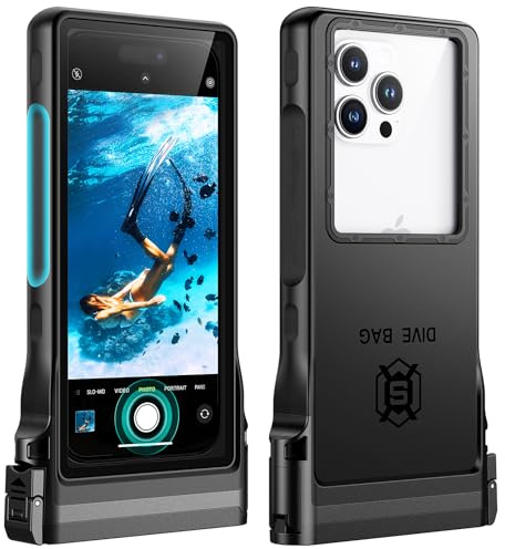 Lanhiem Waterproof Phone Case Universal, Professional IPX8 Waterproof 15M Diving Phone Cover [Underwater Touchscreen] Case for iPhone Samsung Google Xiaomi and 4.7-6.9'' Mobile Phones, Black