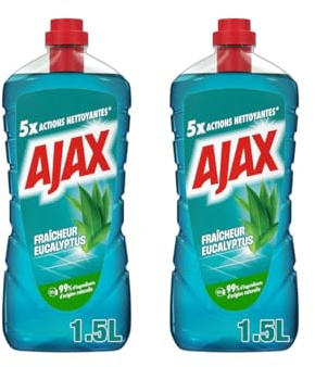 AJAX - Nettoyant Multi-Usage Ajax Eucalyptus - 5x actions nettoyantes - élimine la saleté - dégraisse - redonne de l'éclat - désodorise - efficace à l'eau froide - Lot de 2x1,5L