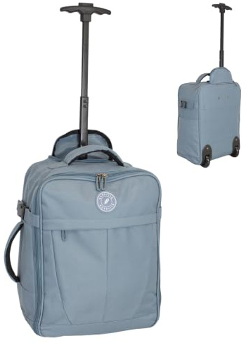 Bordlite 32L EasyJet Cabin Bag 45x36x20cm, Underseat Wheeled Travel Bag with Telescopic Handle, 2 Wheels, Front Pocket, Compression Straps, Weekend Luggage, Blue