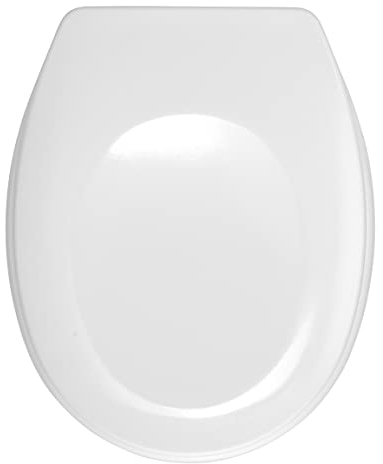 Wenko Tapa de WC Bergamo Blanco - Antibacteriano, sujeción de Acero INOX, Duroplast, 35 x 44.4 cm, Blanco