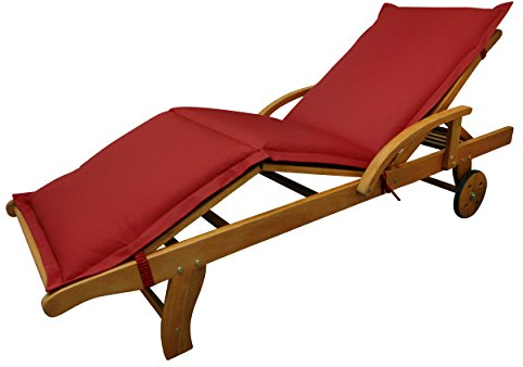 IND-70435-AUSL Liegenauflage Premium, extra dicke Polsterauflage für Gartenliege mit Reißverschluss, 195 x 62 x 9 cm, Rot