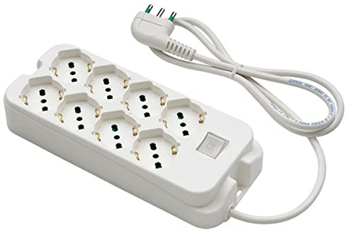 Fme Multipresa 8 Posti Quadrata Bipasso+Schuko C/Int. Bianca 404