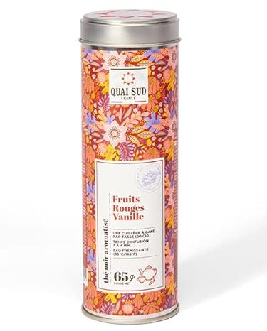 QUAI SUD Thé Noir aromatisé Fruits Rouges Vanille Boîte ronde 65g