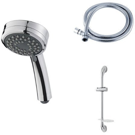 Triton 3 Position Shower Head - Chrome, 3 Spray Patterns, 1.5m Shower Hose, Chrome Joshua Riser Rail, Chrome Finish, Includes Soap Dish
