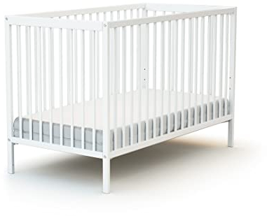 Ateliers T4 T1305 Bett Basic weiß par AT4 - ESSENTIEL Babybett aus weiß Holz 60 x 120 cm | 124 x 64,5 x 82 cm | Kinderbett | Ab Geburt | Lattenrost 3-fach höhenverstellbar | Gitterbett