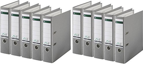 Leitz 1010-50 Qualitäts-Ordner Plastik-Cover (A4 breit | 10er Pack, grau)