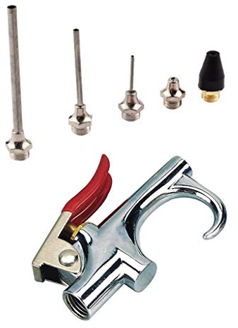 Air Nozzle Blow Gun Kit with 5 Interchangeable Nozzles Pneumatic Air Compressor Accessories Dust Cleaning Tool