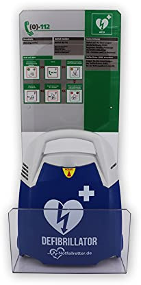 Notfallretter® Defibrillator AED Basic, man. Schockauslösung, Garantie Schiller Deutschland, HLW-Unterstützung, inkl. Acrylglas-Wandwinkel mit Erste-Hilfe-Tafel, MDR-zertifiziert