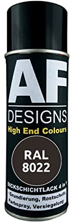 Alex Flittner Designs Peinture antirouille 4 en 1 RAL 8022 marron noir pour métal - Spray de protection contre la rouille