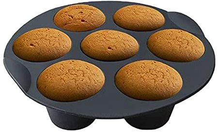 Muffinsformar i silikon för bakning, Silikonformar för muffins med 7 koppar, Cupcake Pan Muffinsformar, Silikonbakform för 2,6/3,2/3,5-5,8L Airfryer tillbehör, Köksprylar Fukamou