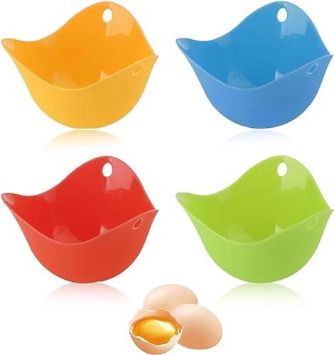 Generic 4 Pcs Silicone Egg Poacher, Microwave Egg Poacher Moulds for Perfect Poached Eggs