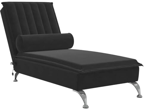 vidaXL Massageschäslong med bolster svart sammet