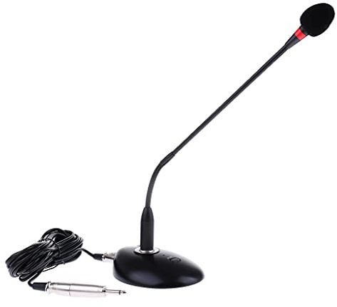 Xiaojikuaipao Micrófono condensador profesional de cuello de cisne con cable de 6,35 mm, calidad de sonido clara para reuniones y grabación, dirección ajustable y base de soporte, alimentado por
