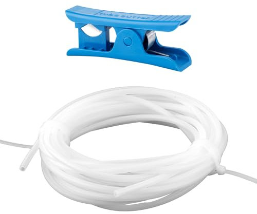 PTFE Tubing with Cutter, 2.5mm ID x 4mm OD PTFE Tube Fits Direct Drive Extruder 3D Printer for Bambu Lab A1/A1 mini/P1P/P1S/X1C for Creality K1/K1 Max for Ender 3 V3