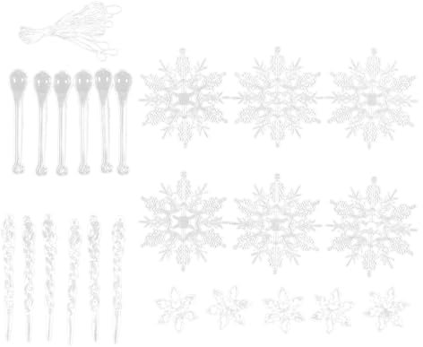 Zgehnao Hängende Ornamente, Schneeflocke und Eisstock, Ornament-Set, Weihnachtsfeier, hängende Ornamente, Schneeflocke und Eisstockkugeln, Kollektion