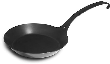 FeuerWerk-Wastl hochwertige Eisenpfanne mit Hakenstiel, schmiedeeiserne Pfanne, Bratpfanne, Herdarten geeignet, geschmiedete Pfanne (25)