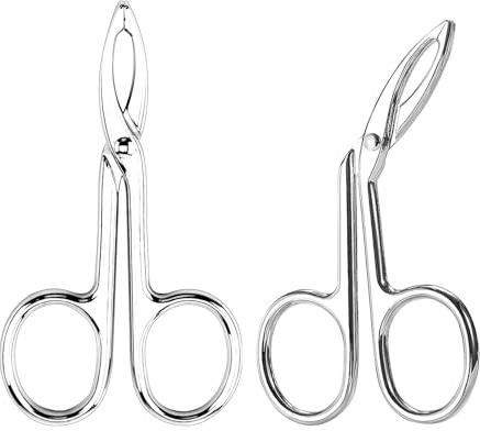 Eyebrow Tweezers Scissors 2Pcs Set: Flat Straight Tip Tweezers - Hair Plucker Slanted Tip Shaped - Stainless Steel Silver Eyebrow Facial Remover
