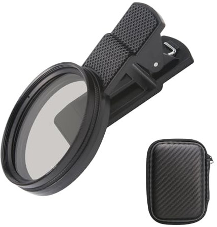 52mm Clip-on CPL Filter for Smartphones Polarising Filter Universal Ultra Slim Circular Polarizer Lens for i-Phone, Sam-sung, Android Minimize Glare Eliminate Reflections Enhance Colors