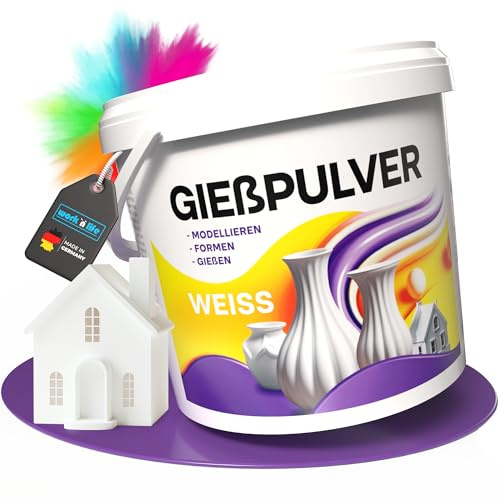 Gießpulver Weiß – Premium Gips zum Gießen – Reliefgießpulver Weiß für Basteln & Dekoration – Vielseitige Gießmasse für Silikonformen (1, Kilogramm)