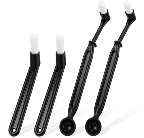 HJZHII 4 cepillos de limpieza para máquina de café, 2 estilos de cepillo de limpieza para máquina de espresso con cuchara, cepillo de limpieza pequeño, cepillo de café negro, cepillo barista para