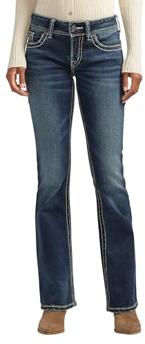 Silver Jeans Co. Women's Suki Mid Rise Bootcut Jeans, Indigo, 29W x 32L