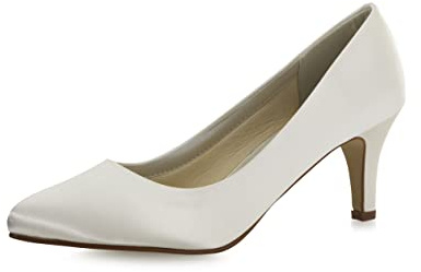 Rainbow Club Scarpe da Sposa Lottie - Décolleté in Raso Avorio/Crema, con Morbida Imbottitura, Classiche - Misura 38.5 EU (5.5 UK)