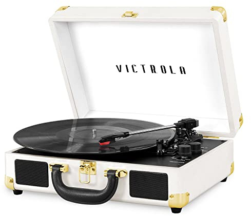Victrola Journey Bluetooth resväska skivspelare med treväxlad skivspelare | vit | VSC-550BT-WHT-INT