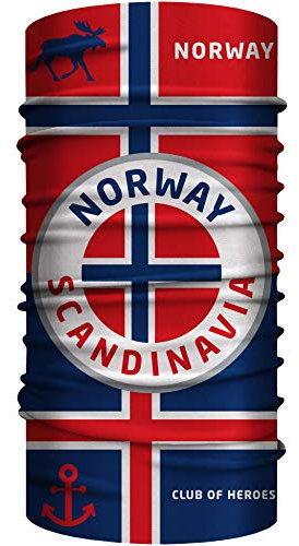 Club of Heroes Norwegen Bandana, nahtloses Multifunktionstuch 25 x 50 cm aus weicher Mikrofaser/atmungsaktiv Schlauchschal Halstuch Schal Tuch/Norway Skandinavien Hurtigruten Reiseführer Flagge