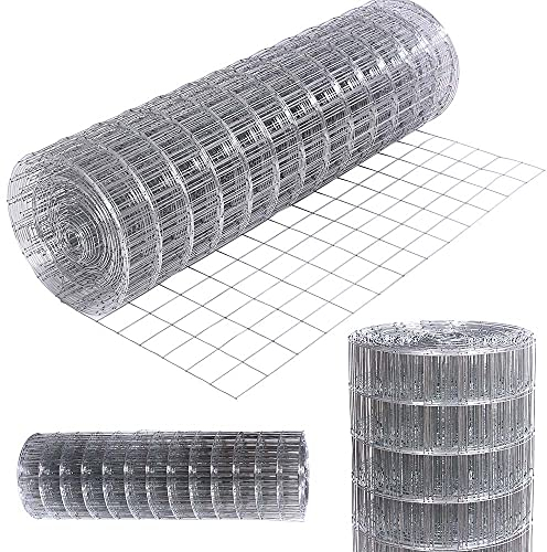 BAKAJI 8054143002669 Red metálica electrosoldada, Altura 100 cm, Longitud 25 m, Malla 50 x 75 mm, galvanizada para Vallas y jaulas de Animales de Metal, Bricolaje y jardinería, Gris