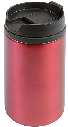 BSSTORE - Tazza termica, Thermos Mug (300ml) in acciaio inox, fondo antiscivolo con interno e tappo in plastica - Riutilizzabile per Caffè, Tè, Auto, Campeggio (Rosso)