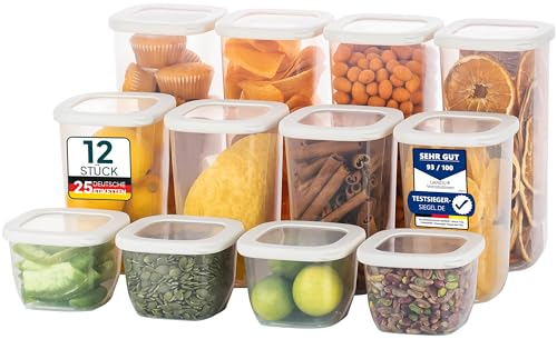 uandu Vorratsdosen mit Deckel Luftdicht - 12er Vorratsbehälter Set | Aufbewahrungsbox Küche Aufbewahrung & Organisation | BPA Frei | Küchen Organizer | Vorratsdosen für alle trockenen Lebensmittel