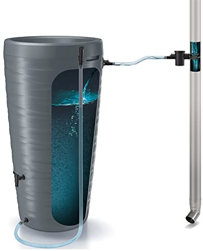 Prosperplast Maze 240L Plastic Rain Water Barrel in Graphite Grey 59.5 x 59.3 x 111 cm + Accessory Set