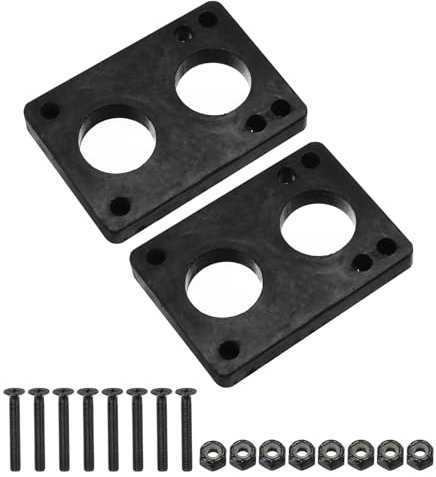 PATIKIL 10mm / 3/8 Skateboard Riser Pads mit Hardware Schrauben-Set, 2 Sets PU geneigte Keil-Schockpads 40mm Montagebolzenmutter für Skateboard Truck Cruiser, Schwarz